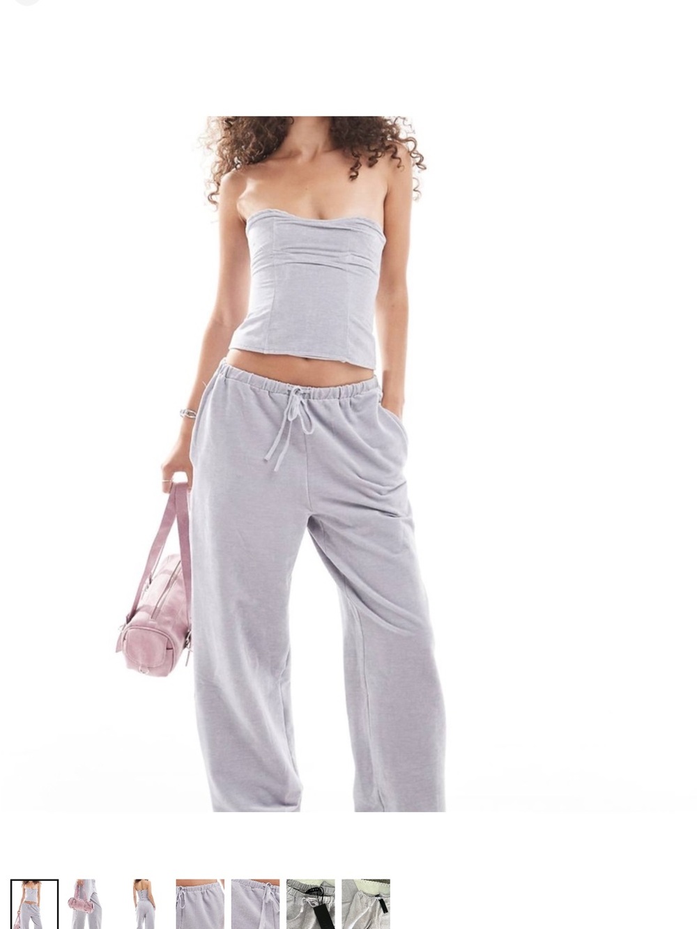 Lioness Light  Gray Wide-Leg Drawstring Track Pants
